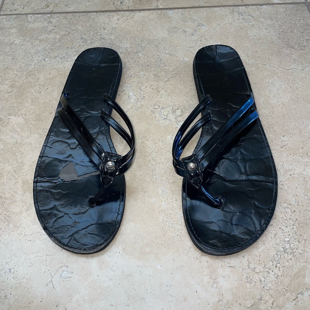 Black Coach Women's Flip Flops